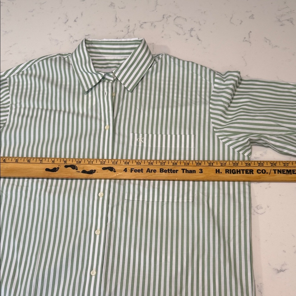 Calvin Klein Jeans women’s green Striped Shirt size M - Picture 6 of 11